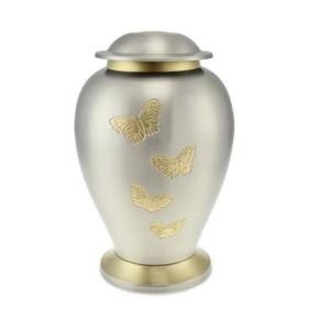 โกศรูปทรงโดมสำหรับใส่เถ้ากระดูกมนุษย์ ลายผีเสื้อ สีฟ้า ทำจากโลหะ อุปกรณ์งานศพ โกศสำหรับผู้ใหญ่ ทำด้วยมือ - Product Image 3