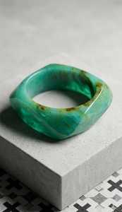 Brazalete de Resina MN Exports, Unisex, Estilo Clásico, Verde con Inclusiones Marrones, Regalo Islámico - Product Image 2