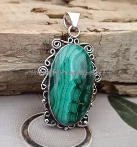 Collier pendentif en argent sterling 925 massif fait à la main en forme d'amoureux de pierres précieuses de grande taille bijoux cadeaux en argent et plaqué rhodium - Product Image 1