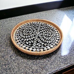 Plateau de service décoratif en rotin naturel multicolore, style Art Déco, fait main, pour la décoration de la maison, à prix avantageux. - Product Image 3