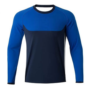 T-shirt en coton biologique 100% respirant à manches longues pour homme, coupe classique, col rond, séchage rapide, sportif, tricoté - Product Image 1