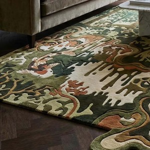 Tapis artistique irrégulier motif poisson Koi, design paysager, tapis moderne tufté à la main, décoration de salon, tapis de sol de luxe doux et unique - Product Image 5