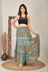 Bohemian Summer Floor Length Skirt for Women Vintage Recycled Silk Breathable & Eco friendly Long Skirt for Beach & Daily Wear - Product Image 6