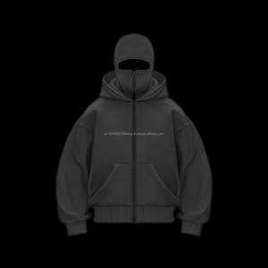 Sweat à capuche zippé en polaire double couche surdimensionné pour homme, masque de balaclava, poids lourd, 100% coton, pour l'hiver - Product Image 6