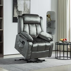 Modern Gray Power Lift Recliner Chair for Elderly Electric Massage <b>Heat</b> <b>USB</b> Remote Control Handle Operating Mechanism Sponge - Product Image 2