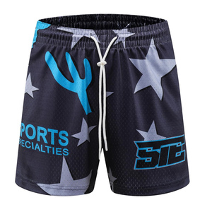 Shorts de basketball sublimés noirs pour hommes avec imprimé basketball, cordon de serrage, respirants, vêtements de sport, coupe classique, vêtements d'été - Product Image 5