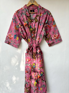 Bata Kimono con Estampado de Dibujos Animados para Mujer, de Algodón Suave, Camisón de Verano Hecho a Mano, ODM, Cuello en V, Cintura Elástica, Largo hasta la Rodilla - Product Image 5
