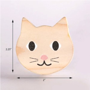 Boutons de meuble en bois de pin faits à la main, motif visage de chat, en bois naturel, pour tiroirs d'enfants, poignées de porte de commode, poignées de placard, boutons de meuble de cuisine - Product Image 3