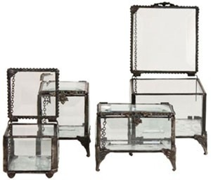 กล่องใส่เครื่องประดับทำมือ กรอบโลหะแก้ว กล่องโชว์แบบวินเทจ กล่องใส่เครื่องประดับแก้วทรงยาว กล่องใส - Product Image 5