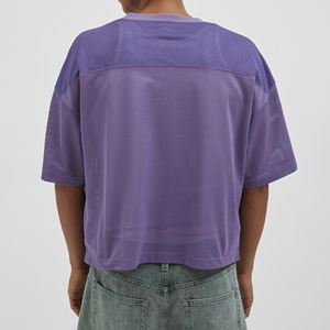 Hot Selling Custom Printed New High Quality Fabric Men's <b>V</b>-<b>neck</b> Mesh <b>T</b>-<b>Shirts</b>-Breathable Quick Dry Front Logo Mesh Tee <b>shirt</b> - Product Image 2