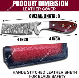 Cuchillo de Caza de Hoja Fija de Acero de Damasco Hecho a Mano UA Supplies con Mango de Madera Padauk Roja, OEM/ODM Disponible, Equipo EDC Multifuncional - Product Image 4