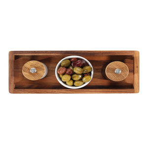 Bandeja de Servicio de Madera Maciza de Lujo, Acabado Brillante, Diseño Rústico, Patrón Floral, Decoración para Ramadán, Uso en Hoteles, Hogares y Cocinas - Product Image 3