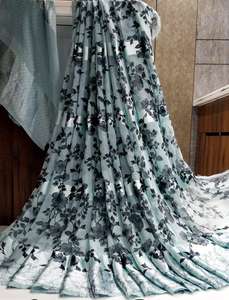 Sari en tissu imprimé pour femmes, 6,30 mètres, avec des pièces bleues en stock - Product Image 3