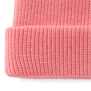 Bonnet en tricot rose unisexe, couleur unie, design à revers, chapeau d'hiver décontracté, taille adulte 56-58CM, mélange de laine, vintage, tendance quotidienne, nouveauté - Product Image 4