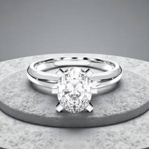 แหวนหมั้นเพชรโมอิสซาไนต์ทรงรี 2.00 กะรัต E-F/VVS VS ฝังแบบหนามเตยในตัวเรือนเงินสำหรับผู้หญิง - Product Image 4