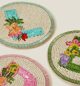 Premium Handmade Eco-Friendly Seed <b>Bead</b> Glass <b>Coaster</b> Set Cups Glasses Contemporary Embroidery Table Protection Mats - Product Image 5