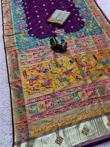 Women's Other Saree Hand Drawn Printed Design Traditional Indian <b>Wedding</b> Wear Regular Regular Fit Adult Size Quick Dry All - Product Image 5