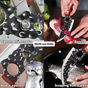 Couteau de boucher professionnel fait main en acier inoxydable noir de 6 pouces, couteau de cuisine, de désossage et de filetage à manche intégral pour la viande - Product Image 2