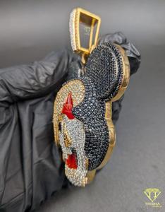 Colgante de figura de dibujos animados con la letra N, cadena de joyería hip hop totalmente engastada con diamantes de moissanita. - Product Image 5