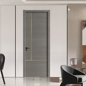 Portes intérieures modernes en MDF à grain de bois PVC, insonorisées, à densité moyenne, pour l'immobilier – Vente directe usine - Product Image 5