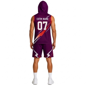Custom 7 on 7 Football Sleeveless Hooded Jersey Set with <b>Athletic</b> Shorts for Training and Competition - Product Image 2