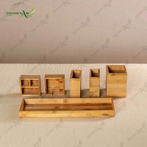 Juego de Accesorios de Baño de Bambú Prensado, Almacenamiento Ecológico de Lujo para Baños Modernos - Product Image 2