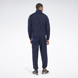 Conjunto Deportivo Azul Marino para Hombre, Chaqueta con Cierre Completo y Pantalones, Ligero, de Poliéster, Diseño Sólido, Corte Regular, para Primavera - Product Image 3