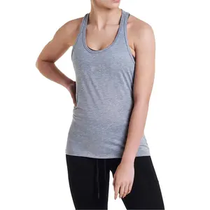 Venta al por mayor ropa de gimnasio delgada suelta algodón Crop Top Tank Tops Fitness mujer ropa suave Casual personalizado estampado occidental algodón O