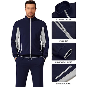 Veste avec doublure en maille respirante pour éviter la surchauffe, pantalon coupe ample confortable, ensemble de survêtement coupe-vent - Product Image 3