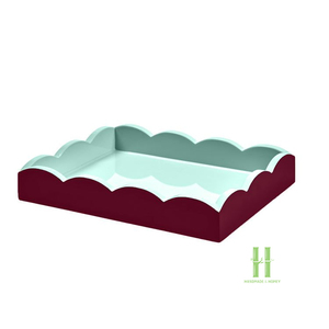 Plateau en laque artisanal écologique avec poignées, plateau de service décoratif à bord festonné pour la maison, la cuisine, l'hôtel - Product Image 4