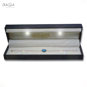 Hot Selling Swiss Blue Topaz Chain Bracelet 12mm Natural Gemstone In 14K Rose <b>Gold</b> Custom Bracelets At Wholesale Price - Product Image 5