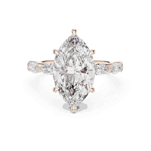 Anillo con halo oculto de diamantes cultivados en laboratorio, color EF, 4.00 quilates en total, con piedras laterales de 0.73 quilates en total, en oro macizo de 10K, 14K o 18K, unisex, para propuesta de matrimonio. - Product Image 3