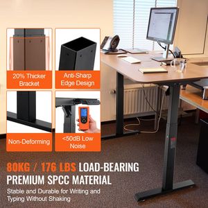 Telaio per Scrivania Ergonomica Elettrica Regolabile in Altezza 27.6-46.1 Pollici, Lunghezza 35.4-53.2 Pollici, Gambe per Scrivania Computer Regolabili - Product Image 2