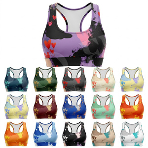 Soutien-gorge de sport personnalisé imprimé, pour fitness, yoga, gym, course à pied, entraînement, débardeur, tissu extensible antichoc, soutien-gorge de sport OEM - Product Image 1