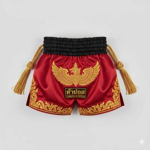 Pantalones Cortos de Muay Thai con Estampado de Alas Rojas y Doradas, Ropa de Entrenamiento de Artes Marciales para Hombre, Corte Regular, Transpirable, de Secado Rápido y Ligero - Product Image 5