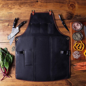 Men's Leather Bib <b>Apron</b> With Multiple Pockets Adjustable Straps For Restaurant Bar Bartender Use - Product Image 5
