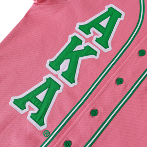 AKA Baseball Jersey for Women Pink Green <b>Button</b>-Up Sports Jersey Short Sleeve Casual Greek Apparel Pink Green Color - Product Image 5