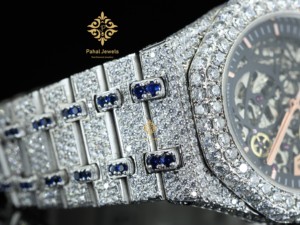 นาฬิกาข้อมือผู้ชาย Pahal Jewels หรูหรา ระบบจักรกล ตัวเรือนสแตนเลส ประดับเพชรโมอิสซาไนต์ หน้าปัดแบบโครงกระดูก แสดงเวลาแบบอนาล็อก ปุ่มกด 5ATM พร้อมวันที่ - Product Image 6
