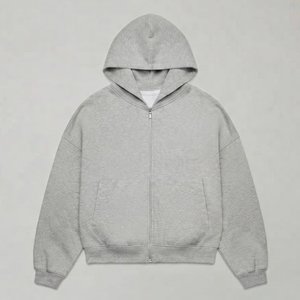 Nouvel Arrivage Survêtement Gris à Capuche avec Logo Personnalisé, Pantalon de Survêtement Long Couleur Unie Décontracté avec Poches Latérales et Fermeture Éclair, Coupe Ample - Product Image 2