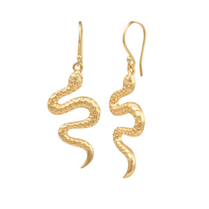 Pendientes Colgantes de Serpiente Dorada, Pendientes de Aro con Textura Martillada, Joyería de Estilo Bohemio Místico, Regalo - Product Image 2