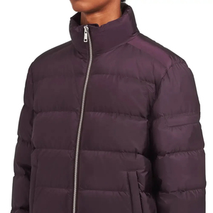 <b>Men's</b> Lightweight <b>Waterproof</b> Quilted Puffer <b>Jacket</b> with Stand Collar Hood Customizable Canvas Fabric <b>Packable</b> Street Style Front - Product Image 2