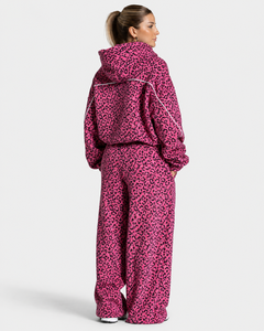Sweat à capuche doux pour femme, imprimé léopard rose, saison hiver, avec détails contrastants, style streetwear, tendance - Product Image 6