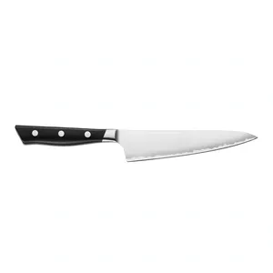 Cuchillo de Cocina de 5 Pulgadas con Hoja Lisa Plateada y Mango Negro Remachado, Cuchillo Utilitario para Cortar Frutas, Verduras y Preparar Alimentos - Product Image 1