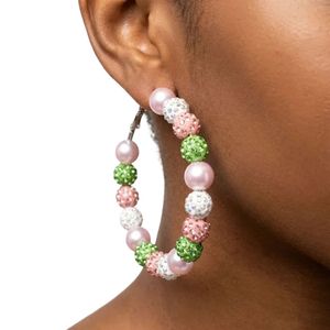 Pendientes de Aro con Bolas de Piedra de 2 Pulgadas en Color Rosa Mixto, Joyería de Moda para Mujer, Pendientes de Aro con Cuentas Coloridas, Accesorio Elegante para Fiestas, Regalo - Product Image 6