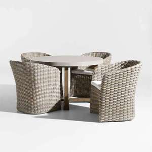 Fauteuil en rotin moderne pour l'extérieur, chaise de salle à manger avec coussin en polyester, mobilier contemporain pour patio, jardin, restaurant, hôtel - Product Image 5