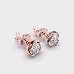 <b>Rose</b> Shape Moissanite Diamond Hoop Earrings Stylish Modern Design Fine Jewelry for Women Everyday Wear Available For Sale - Product Image 1