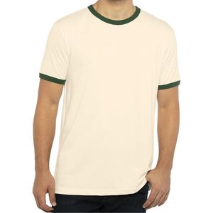 T-shirts de sport athlétiques à col rond en coton peigné et élasthanne, légers et respirants, avec bordure bleue contrastante personnalisée et manches ajustées - Product Image 4