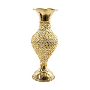 Vase décoratif en laiton doré avec cristaux |   Vente en gros en Inde - Product Image 2