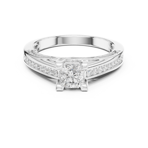 Anillo de Oro Blanco de 14K con Diamantes Cultivados en Laboratorio de Corte Múltiple para Mujer, Certificado GRA, Anillo de Alta Calidad a un Precio Razonable - Product Image 1