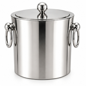 Seau à glace de luxe à double paroi isolé pour champagne et vin, avec bouton doré, en acier inoxydable martelé, prix le plus bas - Product Image 3